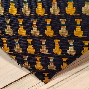 Dog Korean Air Navy Blue Dog Pattern Tie. Made In Korea. 100% Silk.